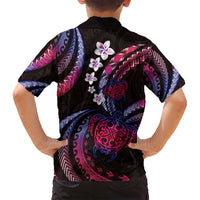Hawaii Turtles Plumeria Family Matching Off Shoulder Maxi Dress and Hawaiian Shirt Sweet Gradient Polynesian Pattern LT01 - Polynesian Pride