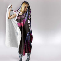 Hawaii Turtles Plumeria Hooded Blanket Sweet Gradient Polynesian Pattern