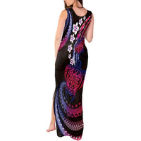 Hawaii Turtles Plumeria Tank Maxi Dress Sweet Gradient Polynesian Pattern