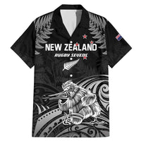 Custom New Zealand 2024 Rugby Family Matching Mermaid Dress and Hawaiian Shirt Silver Fern Aotearoa Kiwi LT01 Dad's Shirt - Short Sleeve Black - Polynesian Pride