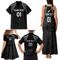 Custom New Zealand 2024 Rugby Family Matching Tank Maxi Dress and Hawaiian Shirt Silver Fern Aotearoa Kiwi LT01 - Polynesian Pride