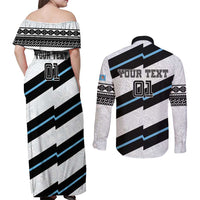 Custom Fiji 2024 Rugby Couples Matching Off Shoulder Maxi Dress and Long Sleeve Button Shirt Fijian Tapa Pattern LT01 - Polynesian Pride