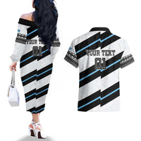 Custom Fiji 2024 Rugby Couples Matching Off The Shoulder Long Sleeve Dress and Hawaiian Shirt Fijian Tapa Pattern LT01 - Polynesian Pride