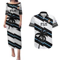 Custom Fiji 2024 Rugby Couples Matching Puletasi and Hawaiian Shirt Fijian Tapa Pattern LT01 White - Polynesian Pride