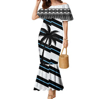 Custom Fiji 2024 Rugby Family Matching Mermaid Dress and Hawaiian Shirt Fijian Tapa Pattern LT01 Mom's Dress White - Polynesian Pride
