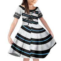 Custom Fiji 2024 Rugby Family Matching Off Shoulder Maxi Dress and Hawaiian Shirt Fijian Tapa Pattern LT01 Daughter's Dress White - Polynesian Pride