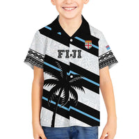 Custom Fiji 2024 Rugby Family Matching Tank Maxi Dress and Hawaiian Shirt Fijian Tapa Pattern LT01 Son's Shirt White - Polynesian Pride