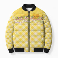Hawaii Palaka Pikake Lokelani Plumeria Bomber Puffer Jacket Melemele Coquette Bow LT01 Unisex Yellow - Polynesian Pride