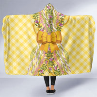 Hawaii Palaka Pikake Lokelani Plumeria Hooded Blanket Melemele Coquette Bow LT01 One Size Yellow - Polynesian Pride