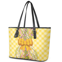 Hawaii Palaka Pikake Lokelani Plumeria Leather Tote Bag Melemele Coquette Bow LT01 - Polynesian Pride