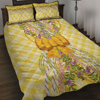 Hawaii Palaka Pikake Lokelani Plumeria Quilt Bed Set Melemele Coquette Bow LT01 Yellow - Polynesian Pride