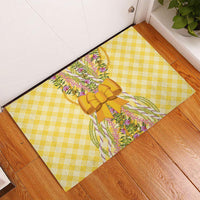 Hawaii Palaka Pikake Lokelani Plumeria Rubber Doormat Melemele Coquette Bow LT01 - Polynesian Pride