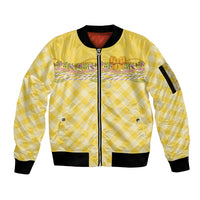 Hawaii Palaka Pikake Lokelani Plumeria Sleeve Zip Bomber Jacket Melemele Coquette Bow LT01 Unisex Yellow - Polynesian Pride