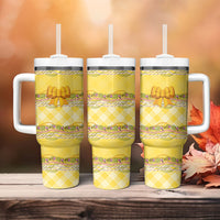 Hawaii Palaka Pikake Lokelani Plumeria Tumbler With Handle Melemele Coquette Bow LT01 - Polynesian Pride
