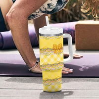 Hawaii Palaka Pikake Lokelani Plumeria Tumbler With Handle Melemele Coquette Bow LT01 - Polynesian Pride