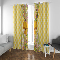 Hawaii Palaka Pikake Lokelani Plumeria Window Curtain Melemele Coquette Bow LT01 With Grommets Yellow - Polynesian Pride