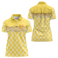 Hawaii Palaka Pikake Lokelani Plumeria Women Polo Shirt Melemele Coquette Bow LT01 - Polynesian Pride