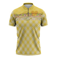Hawaii Palaka Pikake Lokelani Plumeria Zipper Polo Shirt Melemele Coquette Bow LT01 Yellow - Polynesian Pride
