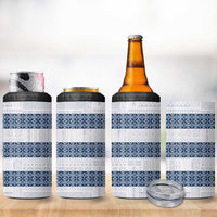 Samoa Siapo Blue Trimmed 4 in 1 Can Cooler Tumbler Samoa White Sunday - Polynesian Pride