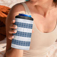 Samoa Siapo Blue Trimmed 4 in 1 Can Cooler Tumbler Samoa White Sunday - Polynesian Pride