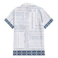 Samoa Siapo Blue Trimmed Family Matching Mermaid Dress and Hawaiian Shirt Samoa White Sunday LT01 - Polynesian Pride