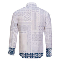 Samoa Siapo Blue Trimmed Family Matching Short Sleeve Bodycon Dress and Hawaiian Shirt Samoa White Sunday LT01 - Polynesian Pride