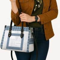 Samoa Siapo Blue Trimmed Leather Bag Samoa White Sunday - Polynesian Pride