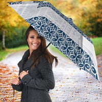 Samoa Siapo Blue Trimmed Umbrella Samoa White Sunday - Polynesian Pride