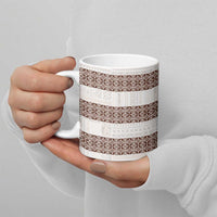 Samoa Siapo Brown Trimmed Ceramic Mug Samoa White Sunday - Polynesian Pride