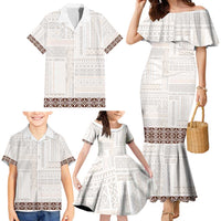 Samoa Siapo Brown Trimmed Family Matching Mermaid Dress and Hawaiian Shirt Samoa White Sunday LT01 - Polynesian Pride