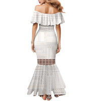 Samoa Siapo Brown Trimmed Family Matching Mermaid Dress and Hawaiian Shirt Samoa White Sunday LT01 - Polynesian Pride