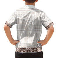Samoa Siapo Brown Trimmed Family Matching Short Sleeve Bodycon Dress and Hawaiian Shirt Samoa White Sunday LT01 - Polynesian Pride