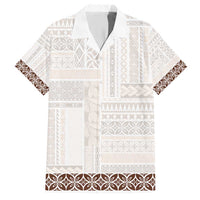 Samoa Siapo Brown Trimmed Family Matching Short Sleeve Bodycon Dress and Hawaiian Shirt Samoa White Sunday LT01 Dad's Shirt - Short Sleeve Brown - Polynesian Pride