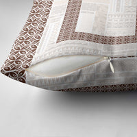 Samoa Siapo Brown Trimmed Pillow Cover Samoa White Sunday - Polynesian Pride