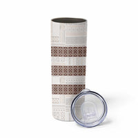 Samoa Siapo Brown Trimmed Skinny Tumbler Samoa White Sunday - Polynesian Pride
