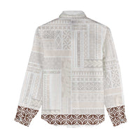 Samoa Siapo Brown Trimmed Women Casual Shirt Samoa White Sunday - Polynesian Pride