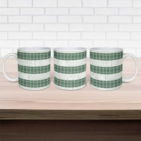 Samoa Siapo Green Trimmed Ceramic Mug Samoa White Sunday - Polynesian Pride
