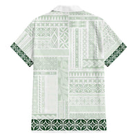 Samoa Siapo Green Trimmed Family Matching Short Sleeve Bodycon Dress and Hawaiian Shirt Samoa White Sunday LT01 - Polynesian Pride