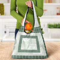 Samoa Siapo Green Trimmed Grocery Bag Samoa White Sunday - Polynesian Pride