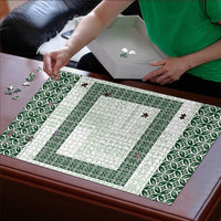 Samoa Siapo Green Trimmed Puzzle Samoa White Sunday - Polynesian Pride