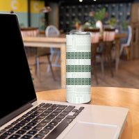 Samoa Siapo Green Trimmed Skinny Tumbler Samoa White Sunday - Polynesian Pride