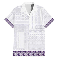 Samoa Siapo Purple Trimmed Family Matching Mermaid Dress and Hawaiian Shirt Samoa White Sunday LT01 Dad's Shirt - Short Sleeve Purple - Polynesian Pride