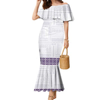 Samoa Siapo Purple Trimmed Family Matching Mermaid Dress and Hawaiian Shirt Samoa White Sunday LT01 Mom's Dress Purple - Polynesian Pride