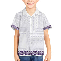Samoa Siapo Purple Trimmed Family Matching Short Sleeve Bodycon Dress and Hawaiian Shirt Samoa White Sunday LT01 Son's Shirt Purple - Polynesian Pride