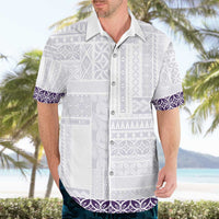 Samoa Siapo Purple Trimmed Hawaiian Shirt Samoa White Sunday LT01 - Polynesian Pride