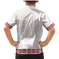 Samoa Siapo Red Trimmed Family Matching Mermaid Dress and Hawaiian Shirt Samoa White Sunday LT01 - Polynesian Pride