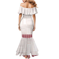 Samoa Siapo Red Trimmed Family Matching Mermaid Dress and Hawaiian Shirt Samoa White Sunday LT01 - Polynesian Pride