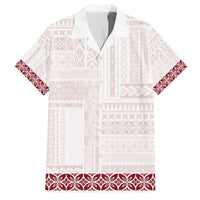 Samoa Siapo Red Trimmed Family Matching Off The Shoulder Long Sleeve Dress and Hawaiian Shirt Samoa White Sunday LT01 Dad's Shirt - Short Sleeve Red - Polynesian Pride