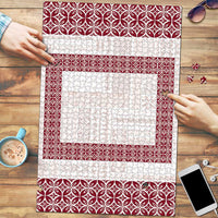 Samoa Siapo Red Trimmed Puzzle Samoa White Sunday - Polynesian Pride