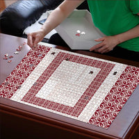 Samoa Siapo Red Trimmed Puzzle Samoa White Sunday - Polynesian Pride